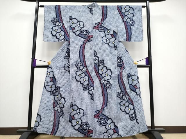 平和屋着物 上 夏物 浴衣 有松鳴海絞り 舞花文 綿 CYAA3251s5