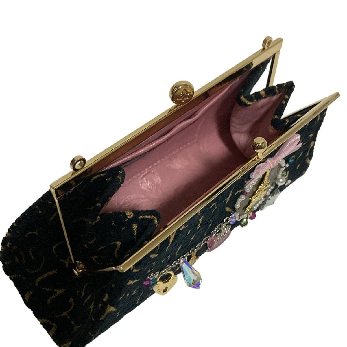 ThinkBee シンクビー クラッチバッグ - 黒×ゴールド×マルチ ビジュー パール バースデーケーキ ミニバッグ DECORATOM_COM_BR