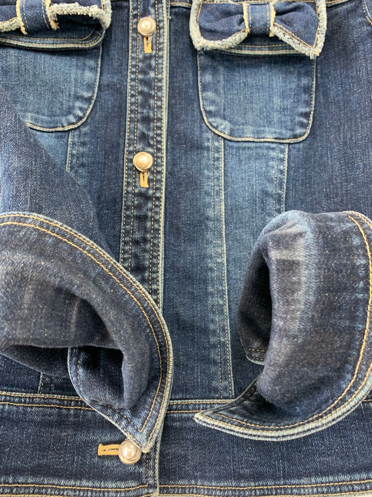 エムズグレイシー 914517 デニムジャケット 38 ネイビー パールボタン