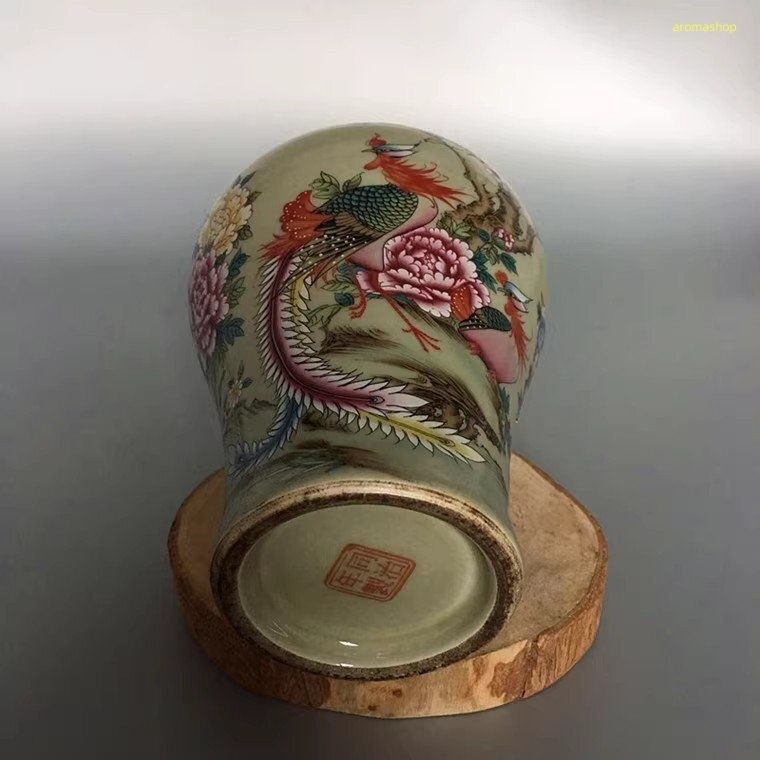 景徳鎮 粉彩 梅瓶 花瓶 富貴図 磁器 陶磁器 観賞 置物 中国美術