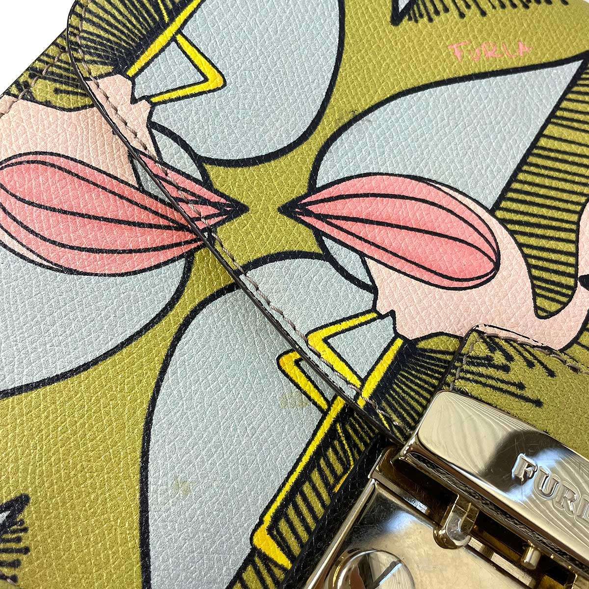 FURLA フルラ フラミンゴ柄クロスボディショルダーバッグ ミックス 