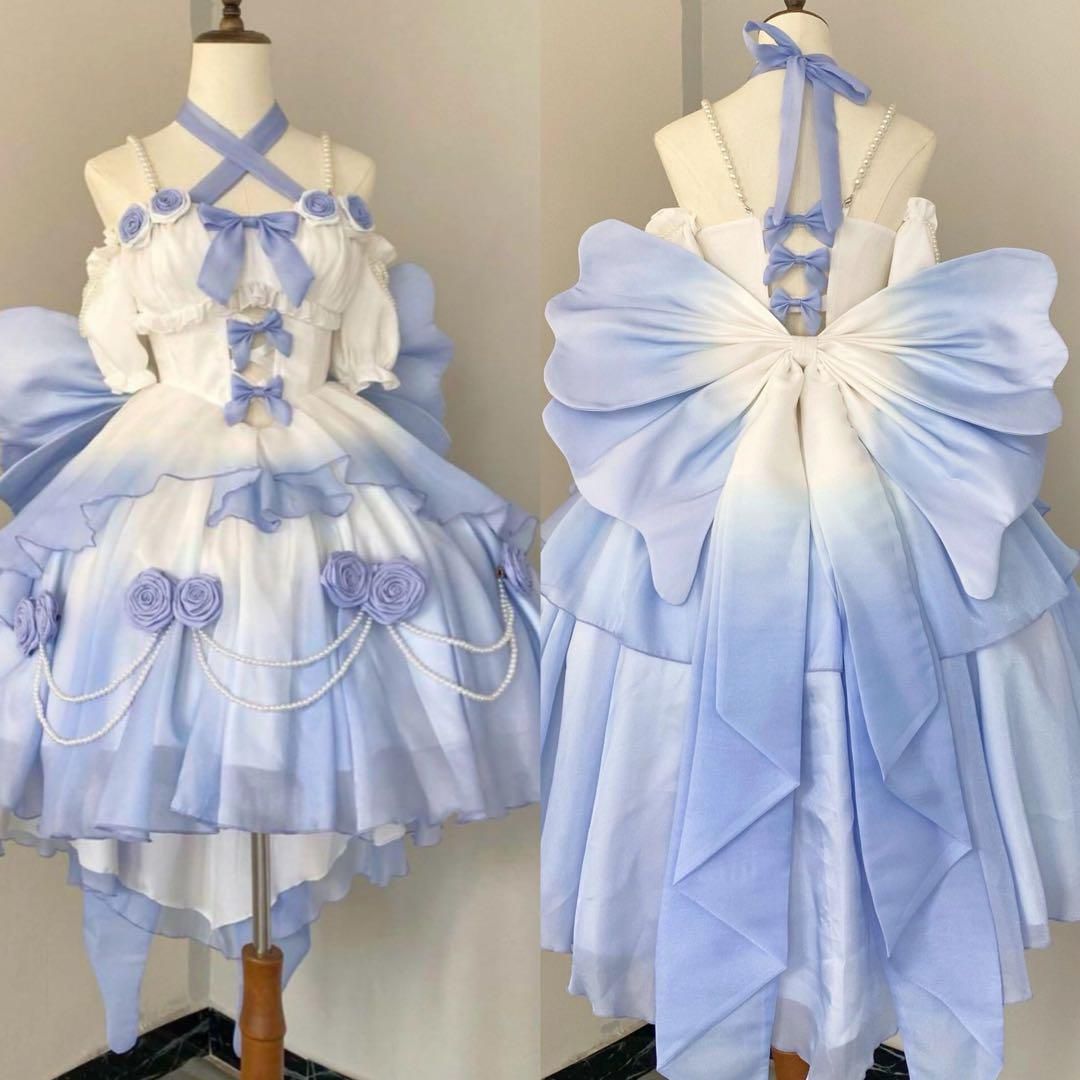 ロリータワンピース 華ロリ ティアード コスプレ衣装 ゴシック 仮装 エレガント ロリータワンピース 華ロリ ティアード コスプレ衣装 ゴシック