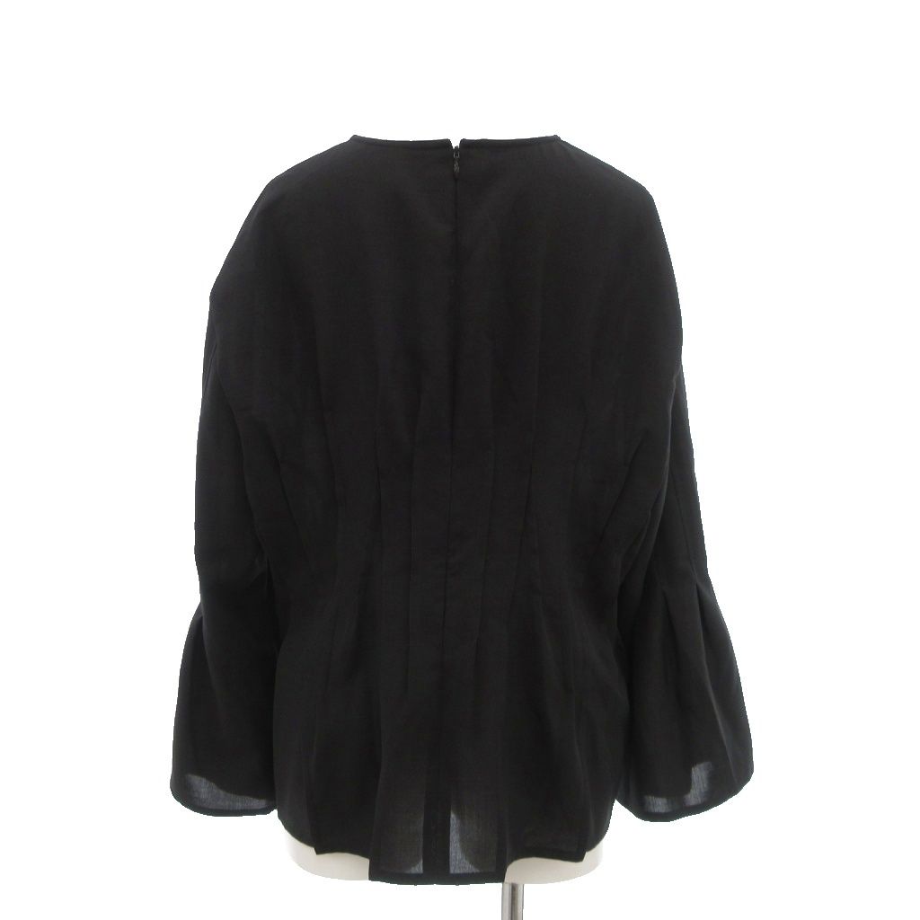 アドーア ADORE 24 SS ドライタッチ シアー ブラウス 長袖 38 黒 UO