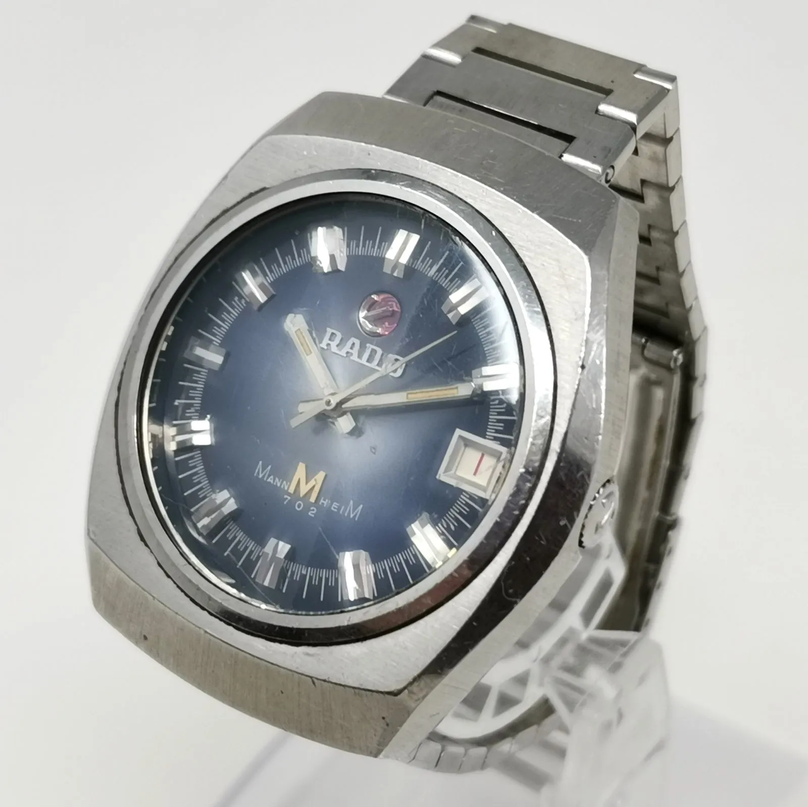 【RADO】メンズ　自動巻き　腕時計　マンハイム　702 OH済み ラドー マンハイム702 1970年代 9面カットガラス 腕時計