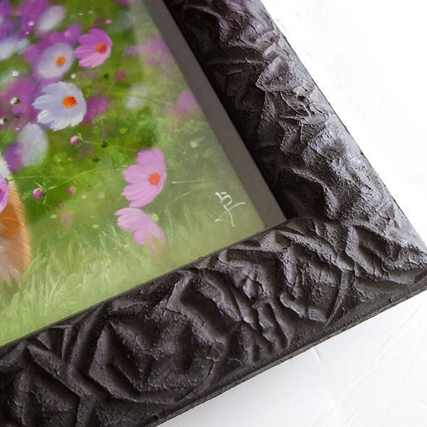 油彩画 長岡卓 「お兄ちゃんと はい、ポーズ」 F4号 額付き 油絵 真筆  