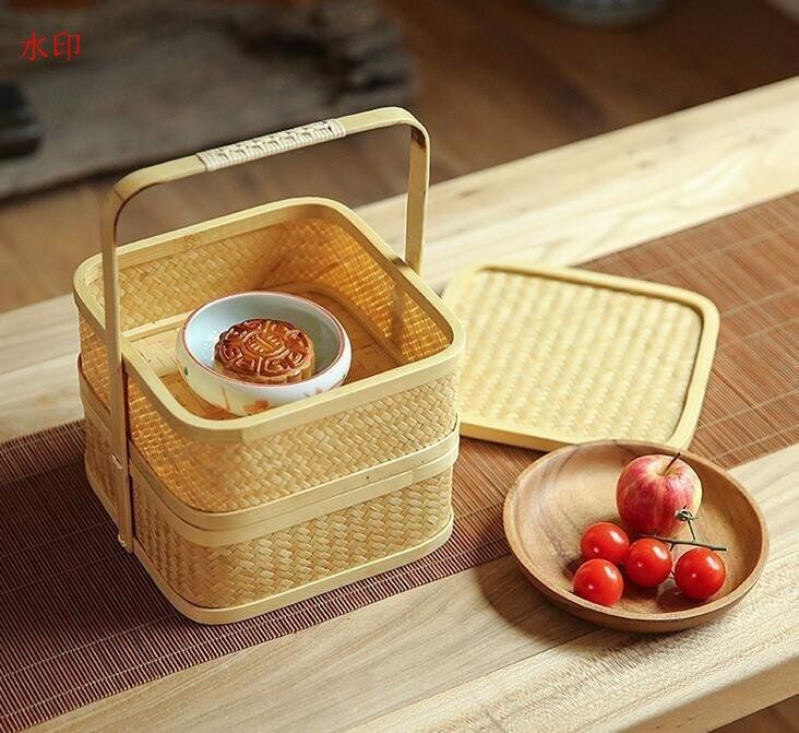 提籃籠*茶道具籠*茶道*竹細工*工芸品 提籃籠☆茶道具