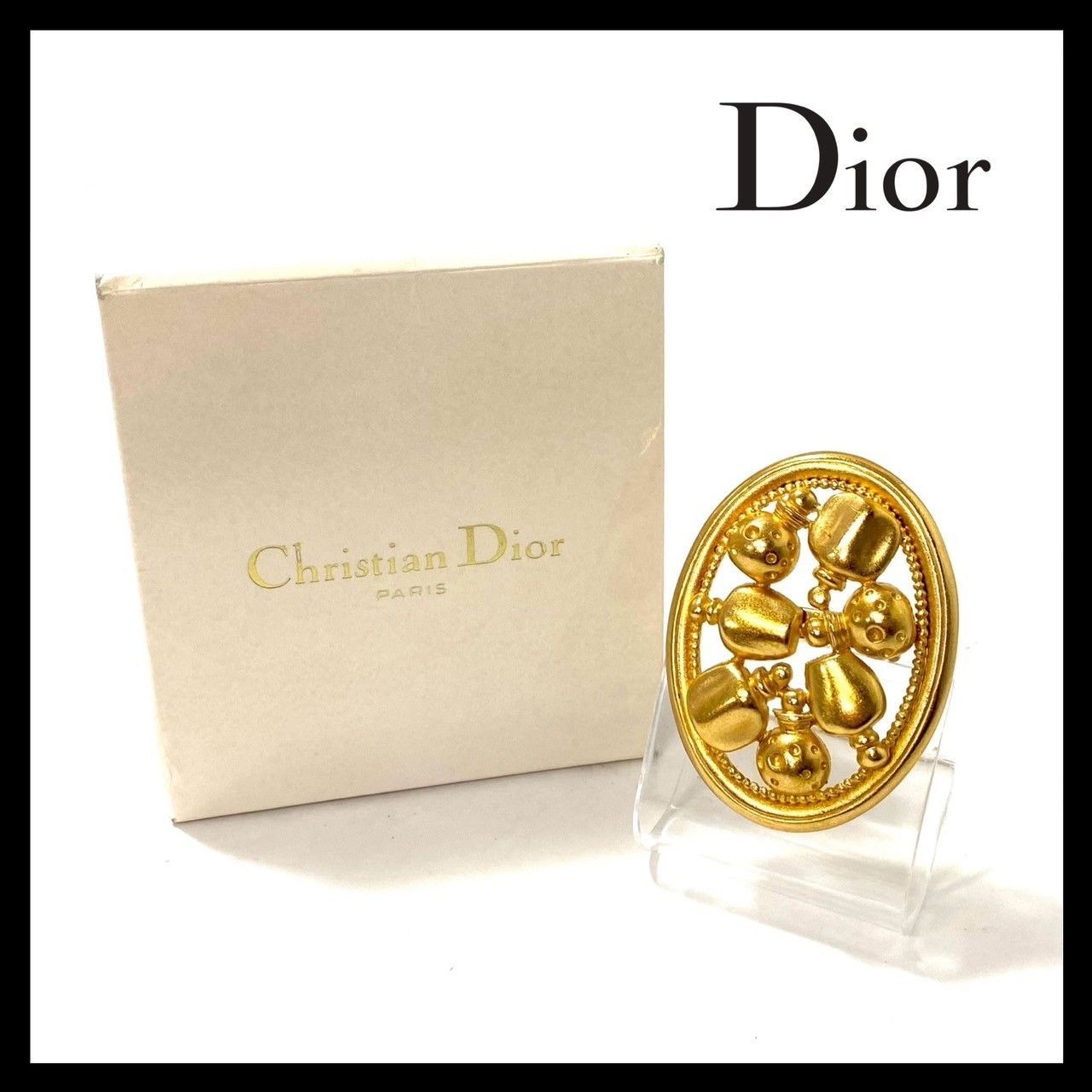 Dior】パフュームボトル 香水瓶モチーフ ブローチ ゴールド/金 カラー オーバル型 Christian Dior/クリスチャンディオール  Parfums (MM-49) - メルカリ