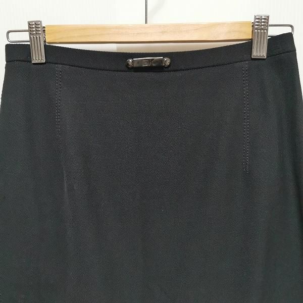 anc GKITALIYA 伊太利屋 スカート タイト 刺繍 9 黒 麻混 レディース