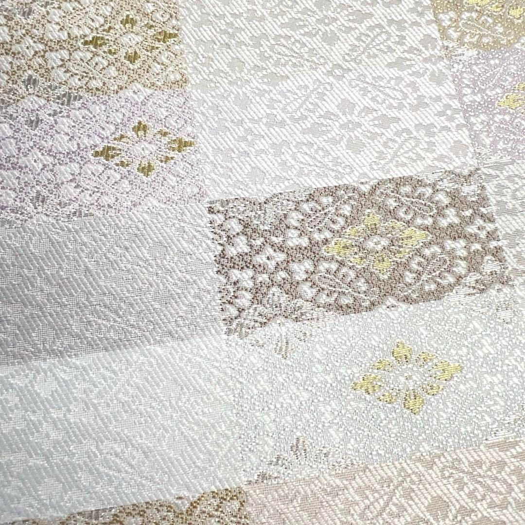 袋帯 市松 花菱 変わり市松 金糸 銀糸 パステルカラー 着物 103b d