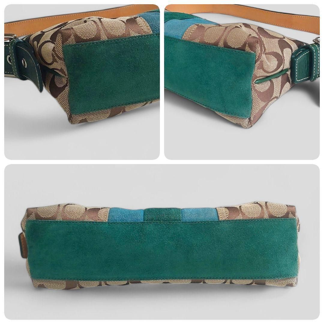 COACH アクセサリーポーチ　シグネチャー　ハンドバッグ　コーチ　グリーン　緑 極美品 未使用級 コーチ アクセサリーポーチ シグネチャー