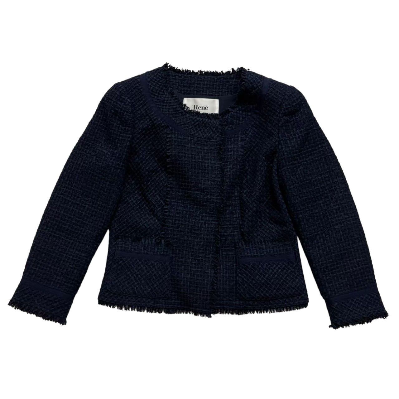 Rene ルネ ノーカラージャケット 紺 ネイビー アウター 入園式 卒園式