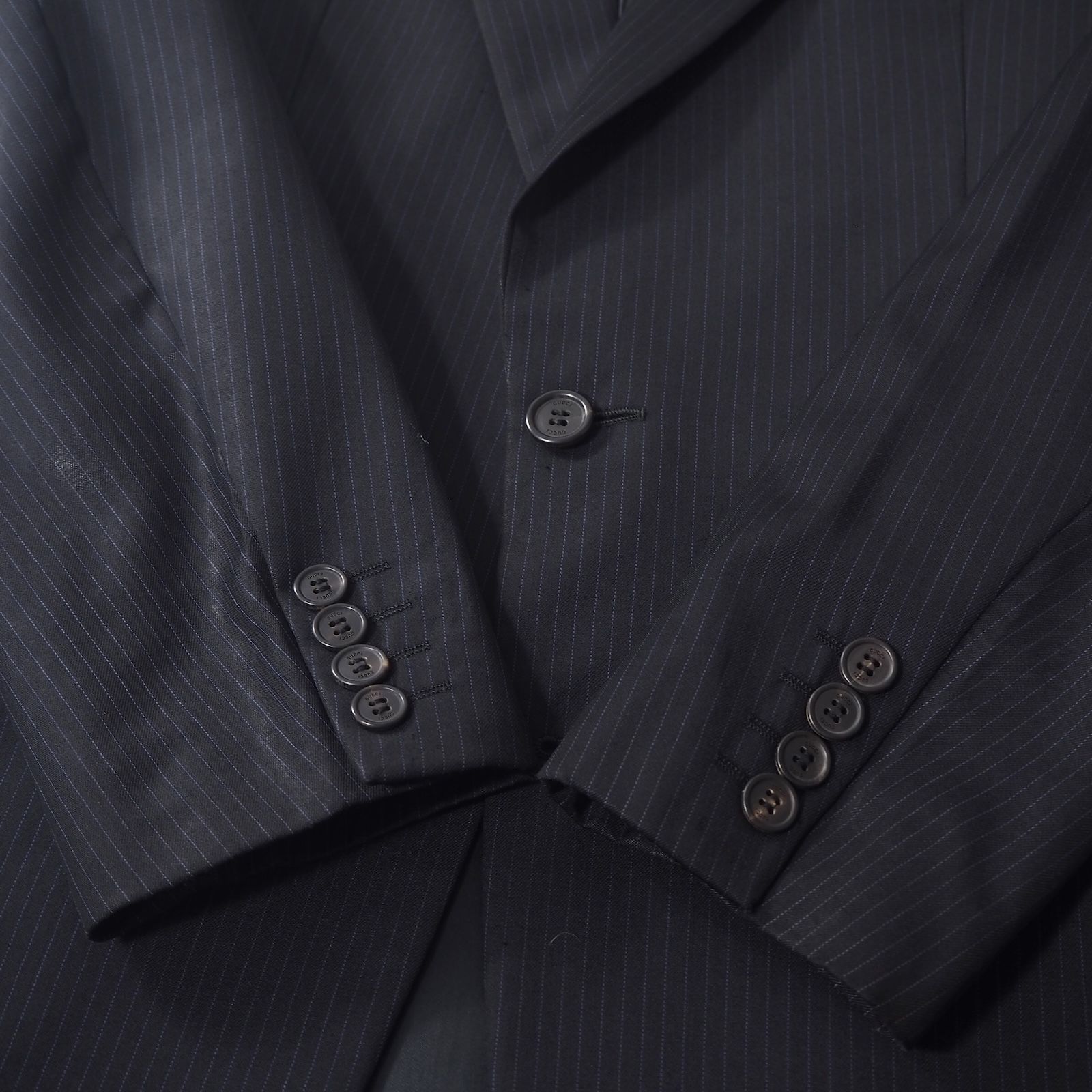 GUCCI ブラックストライプスーツ ウール