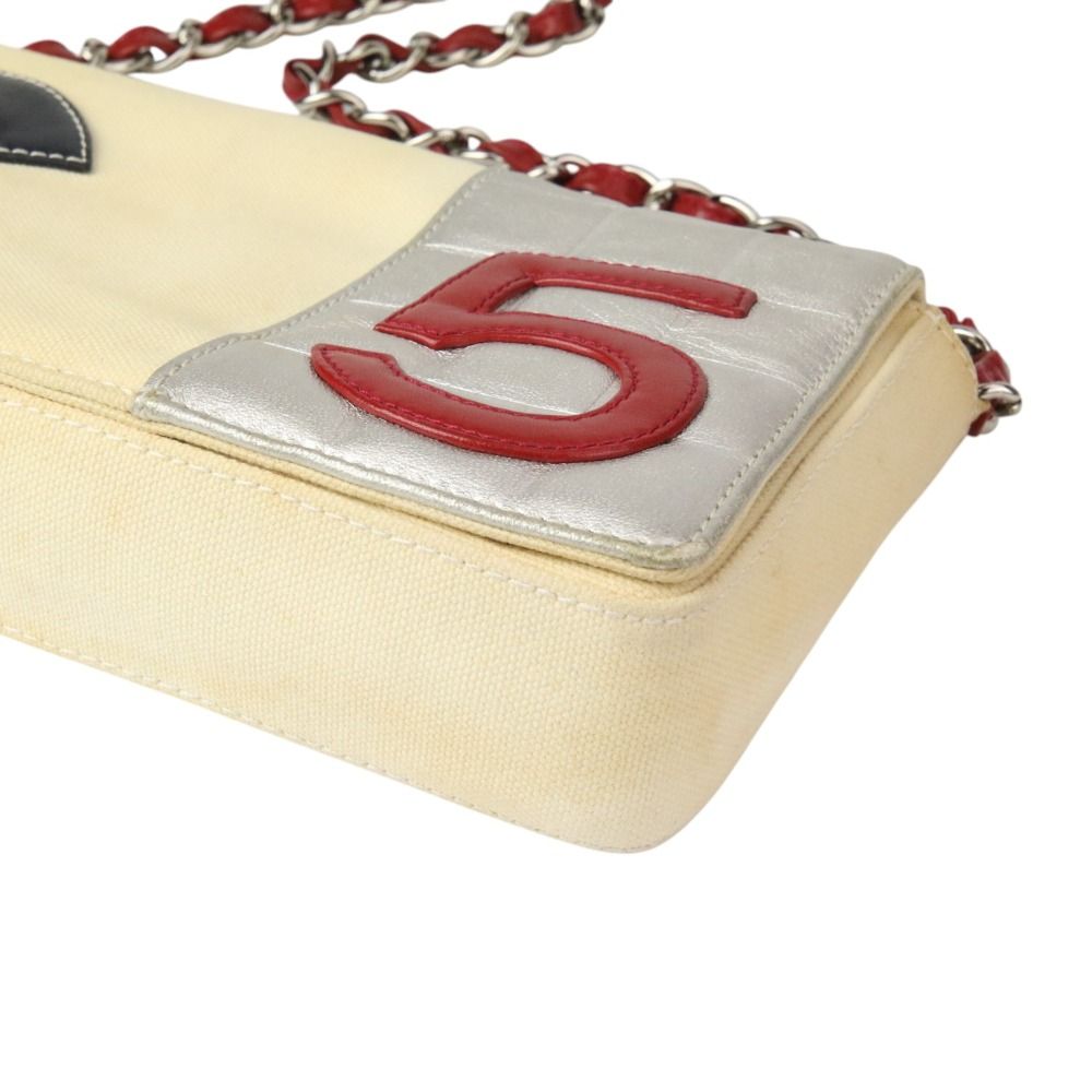 Chanel シャネル NO.5 アイコンチェーンショルダーバッグ キャンバス チョコバー ベージュ レディース 古着 中古 USED Chanel シャネル NO.5 アイコンチェーンショルダーバッグ キャンバス