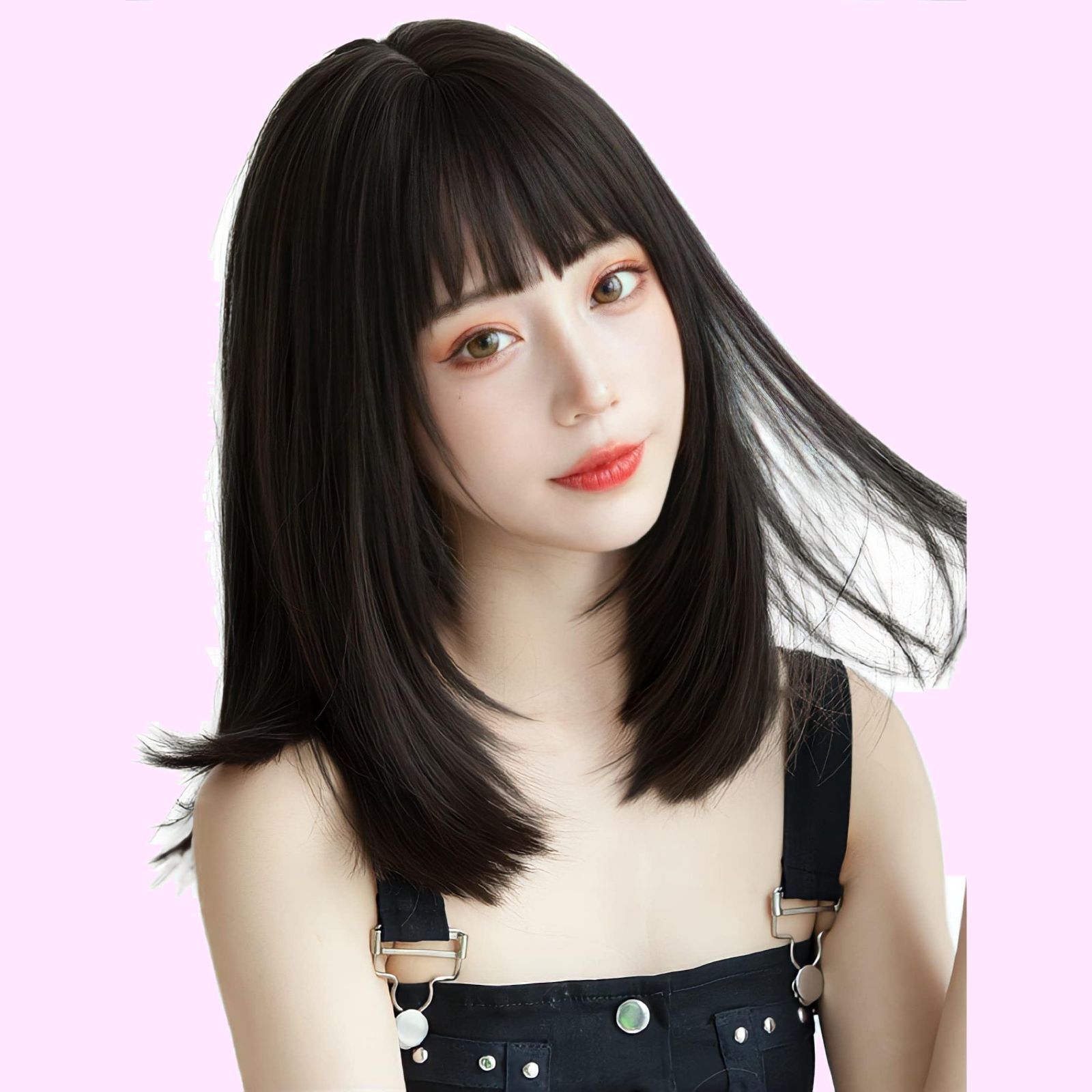 ストレートブラックミディアムウィッグ3点セット Amazon.co.jp: Sofeiyan ウィッグ ミディアム ストレート
