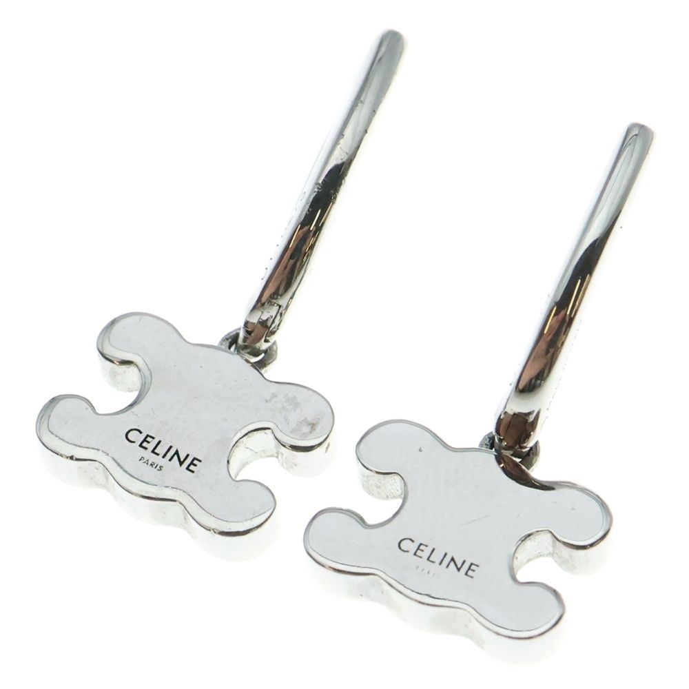 CELINE セリーヌ トリオンフ ラインストーン ドロップピアス シルバー