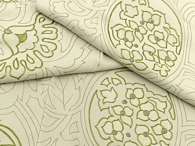 平和屋着物▽訪問着 単衣 刺繍 菱文 黒地 金糸 金彩 正絹 逸品