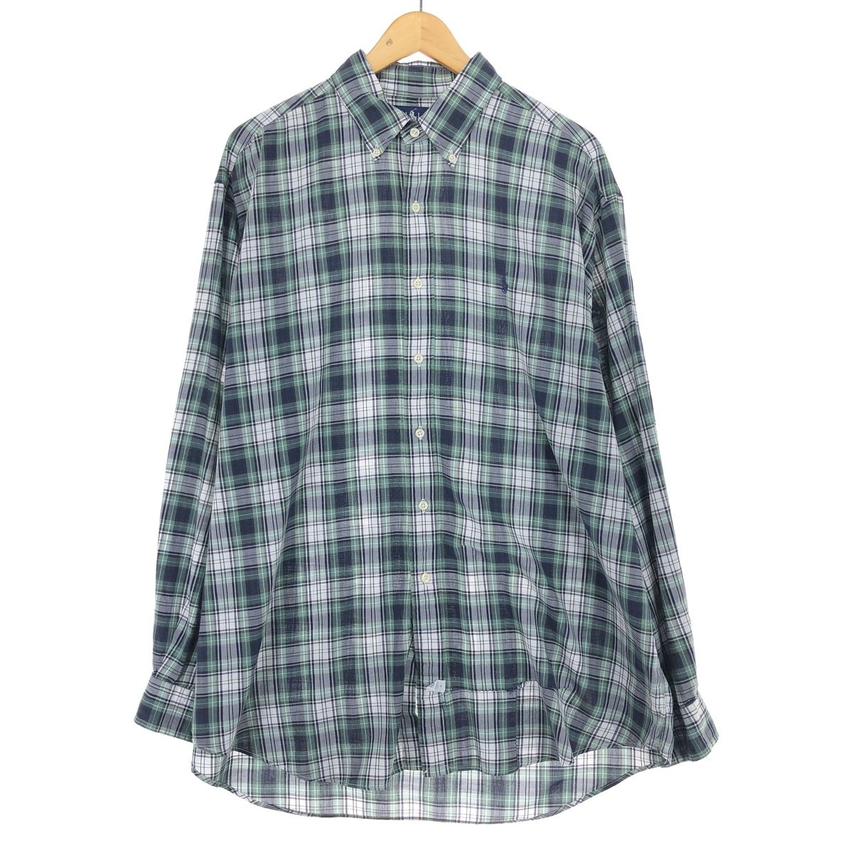 古着 ラルフローレン Ralph Lauren 長袖 ボタンダウンチェックシャツ メンズXL/eaa453803