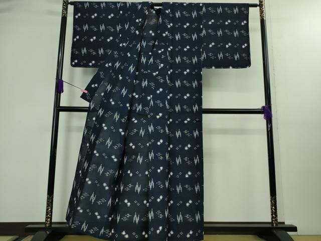 平和屋着物 上 夏物 綿琉球 絣絵 留紺色地 ♥ DZAB0133kh5