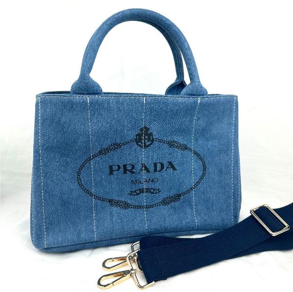 PRADA プラダ カナパ デニムバッグ トートバッグ ハンドバッグ 新品 2way - メルカリ