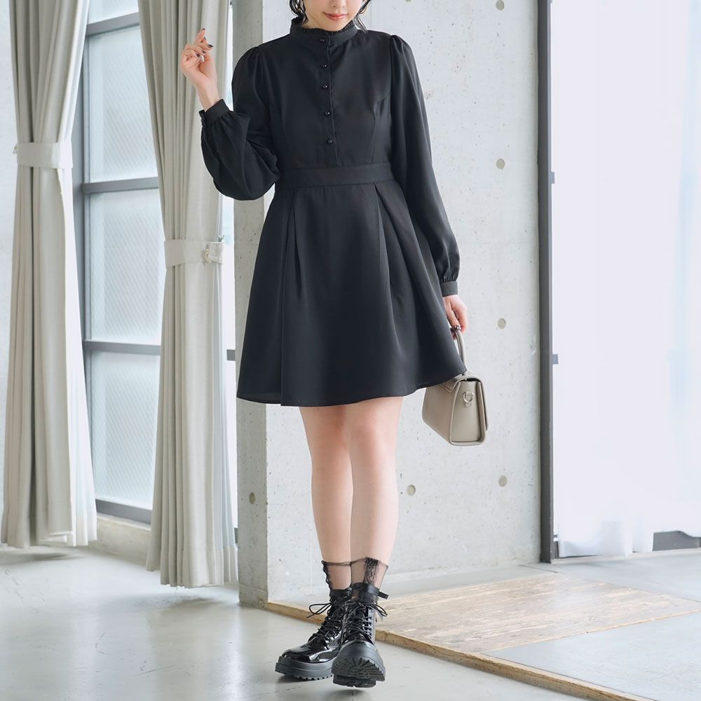 夢展望公式 [新品未使用] フリルスタンドカラーワンピース [ミニ