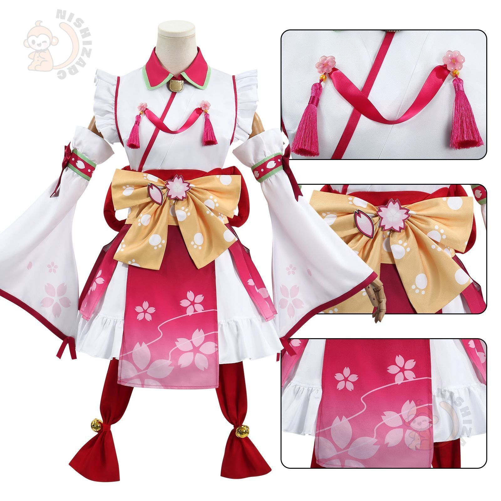 コスプレ衣装 桜 巫女 和服風 アニメ Vtuber 虚偶像 春 女性用 二次元 M250124-28