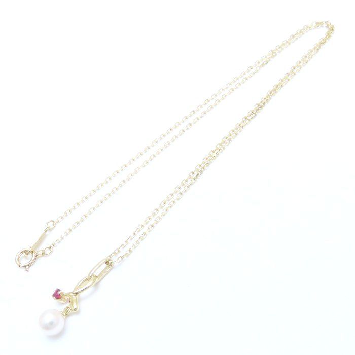 MIKIMOTO ミキモト パール ネックレス 真珠5ミリ ルビー K18YG  