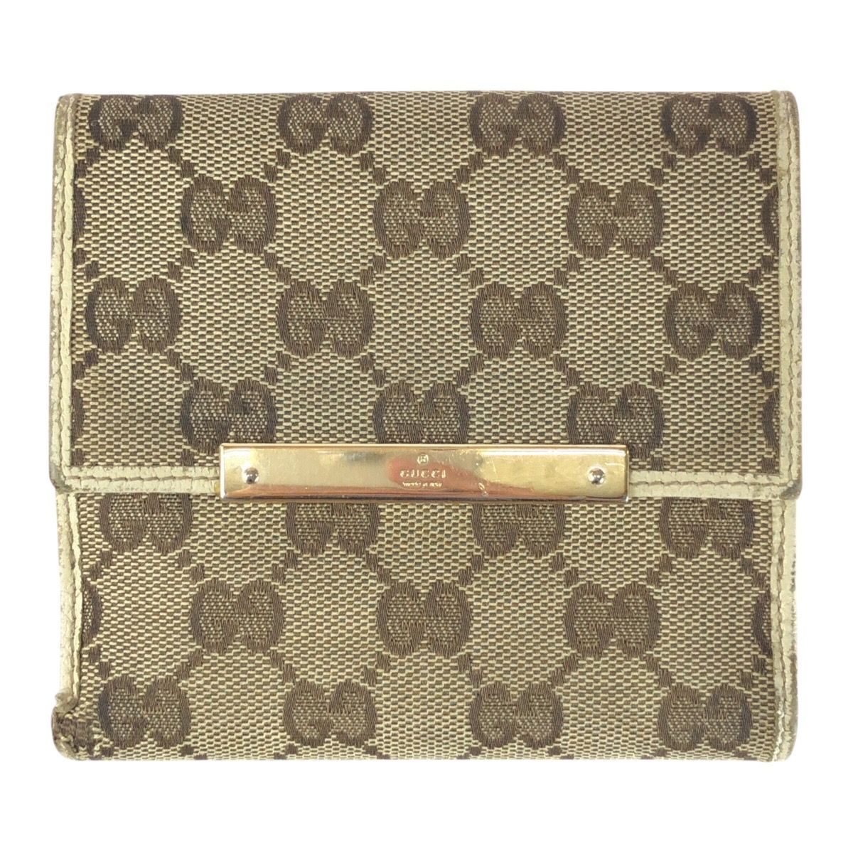 GUCCI グッチ ベージュ ゴールド金具 GGキャンバス 112664 折