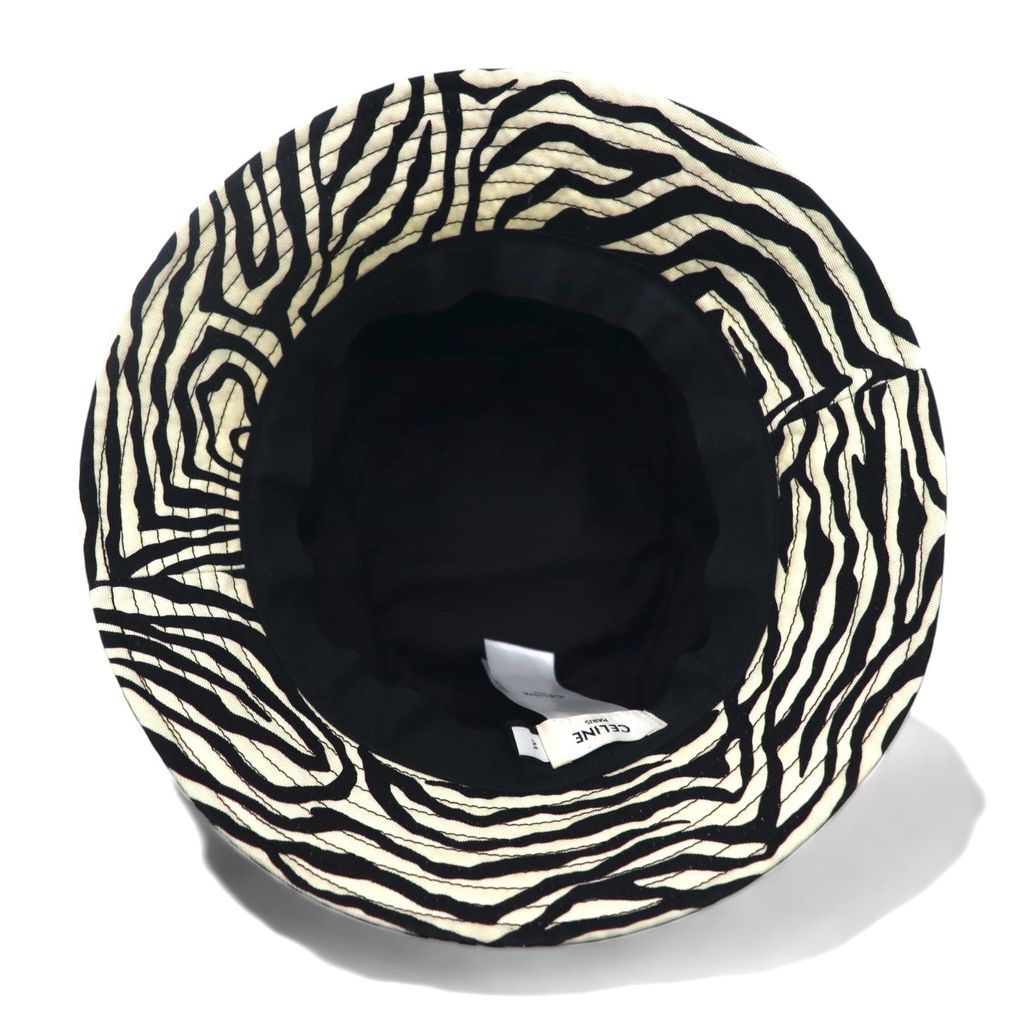 セリーヌ　22AW ゼブラプリントバケットハット CELINE ゼブラ プリント バケットハット M ホワイト ブラック 総柄