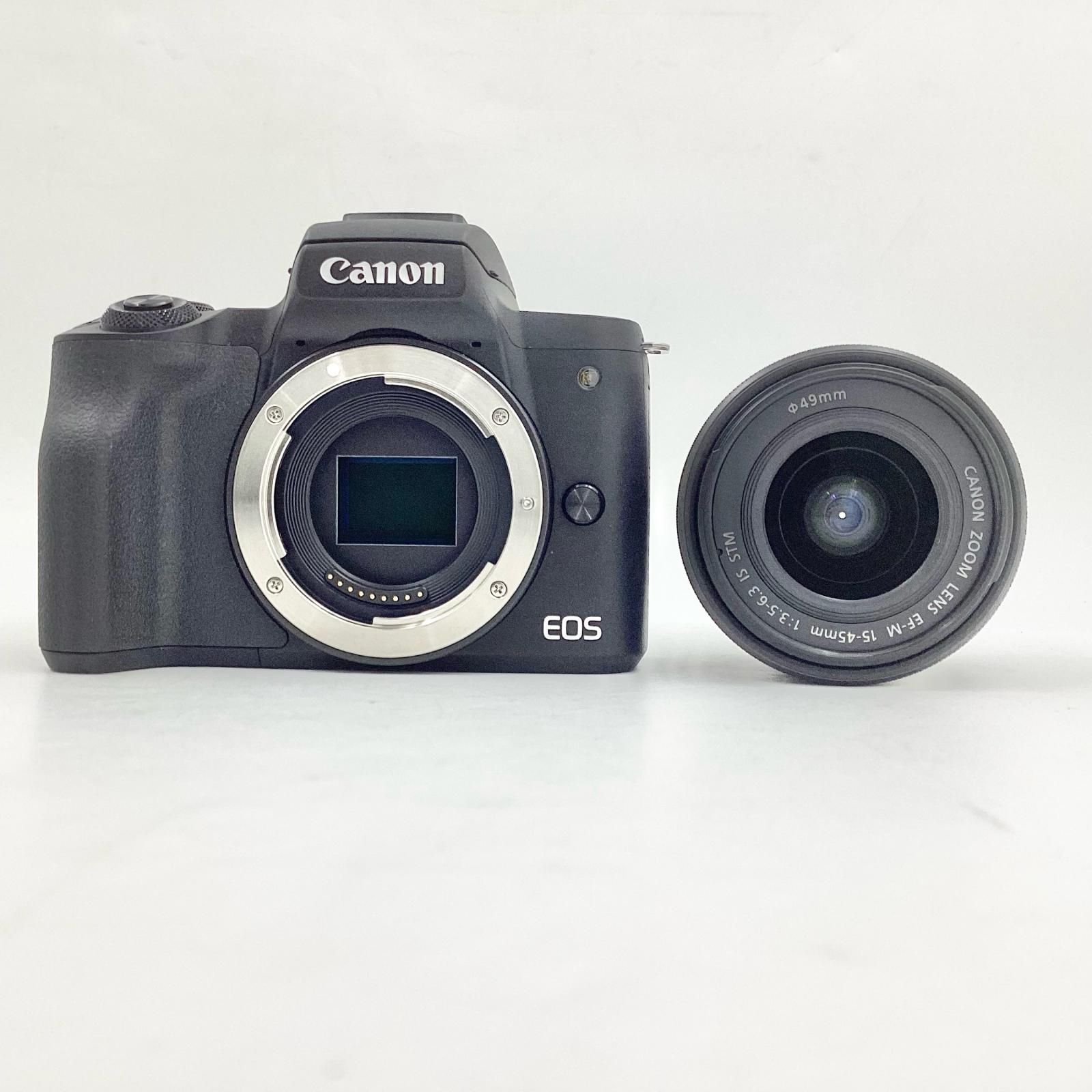 全額返金保証 最速発送 Canon デジタル一眼 EOS Kiss M2 EF-M15-45 IS STM レンズキット ブラック 動作 済