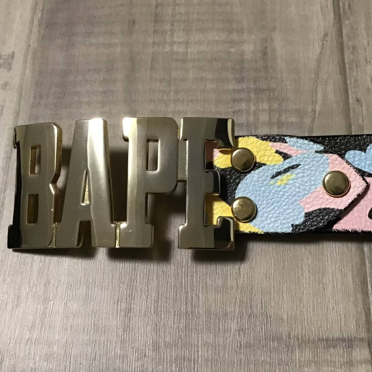 BAPE マルチカモ レザー ベルト Lサイズ a bathing ape BAPE cotton candy camo leather belt multi camo NIGO A Bathing Ape