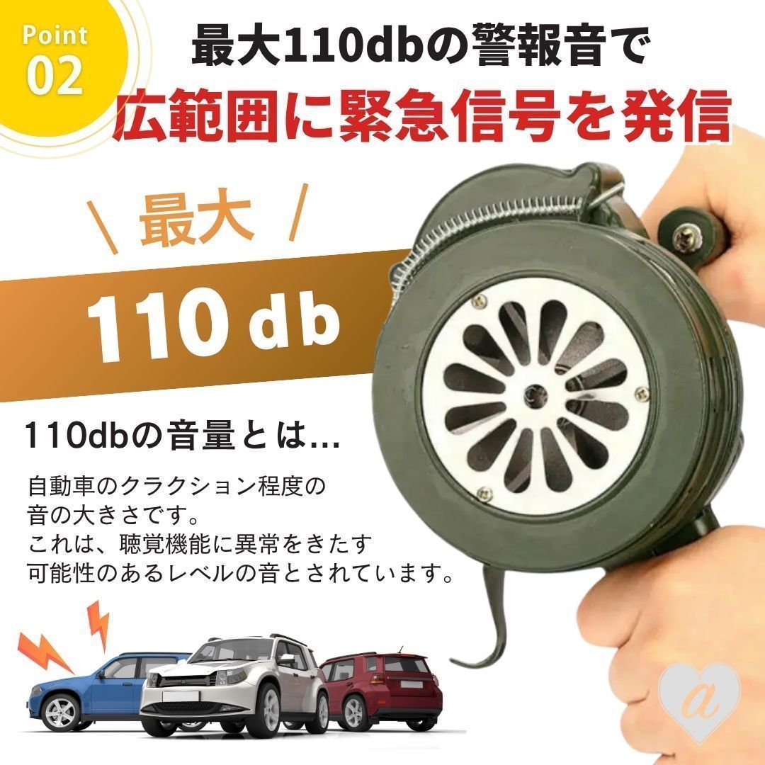 緊急事態 110db 手動式 ホーン サイレン 全2カラー ハンド