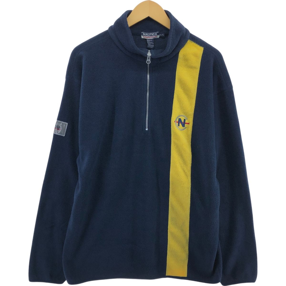 古着 90~00年代 ノーティカ NAUTICA COMPETITION ハーフジップ フリースプルオーバー USA製 メンズXL相当/eaa449694