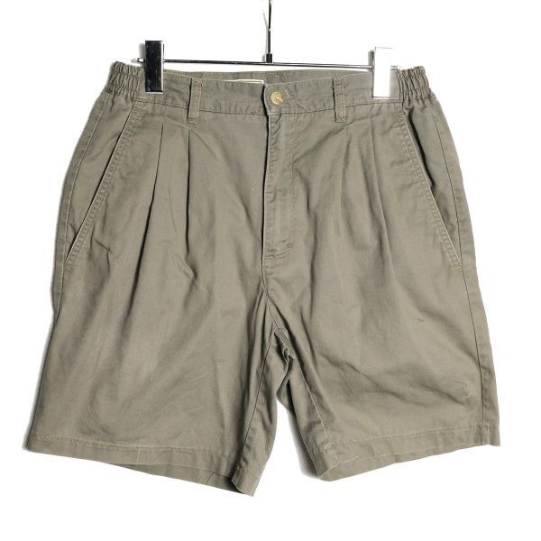 90's USA製 LLビーン 2タック コットンショーツ (30) オリーブ系 ショートパンツ アメリカ製 90年代 旧タグ オールド LLBEAN 90's USA製 LLビーン 2タック コットンショーツ (30) オリーブ系