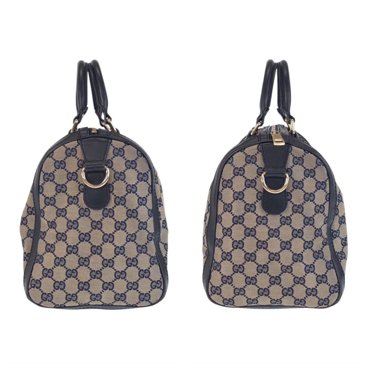 GUCCI グッチ GGキャンバス シェリーライン ハンドバッグ 247205 美品 GUCCI グッチ シェリーライン ネイビー ベージュ ゴールド金具 GG
