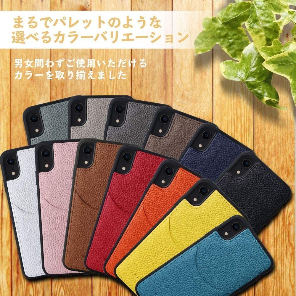 HANATORA] iPhone11 本革ケース シュリンクカーフレザー カード