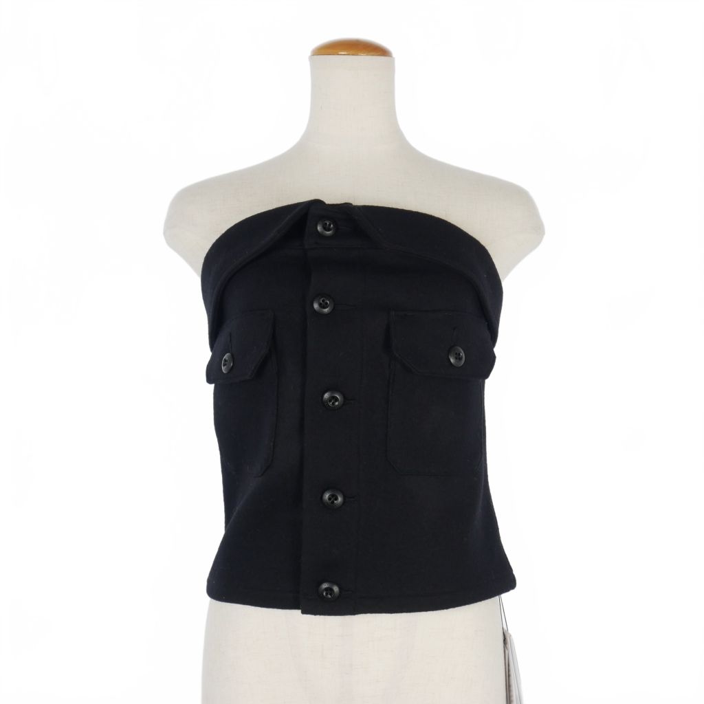 ハイク HYKE 24AW WOOL STRAPLESS TOP ウール ビスチェ S ブラック 黒  