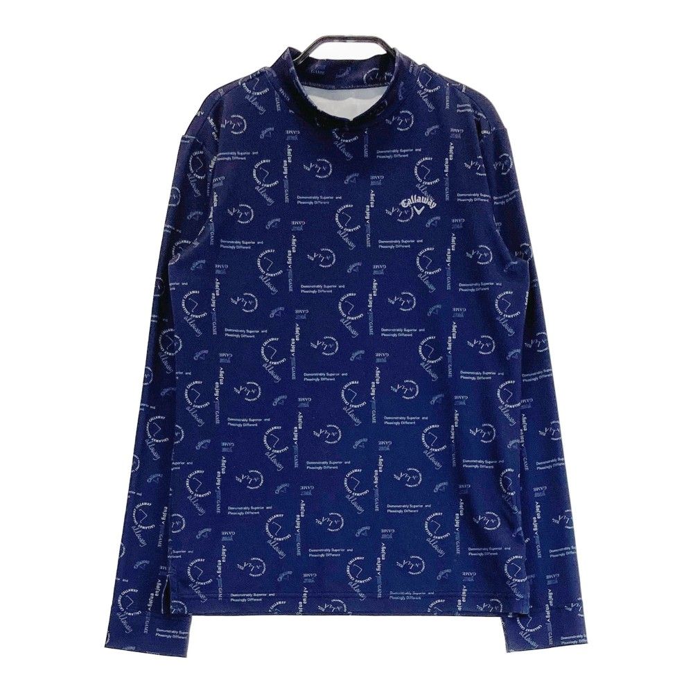 サイズ：M CALLAWAY キャロウェイ  ハイネック 長袖Tシャツ 総柄 ネイビー系 [240101301884]# ゴルフウェア レディース ストスト