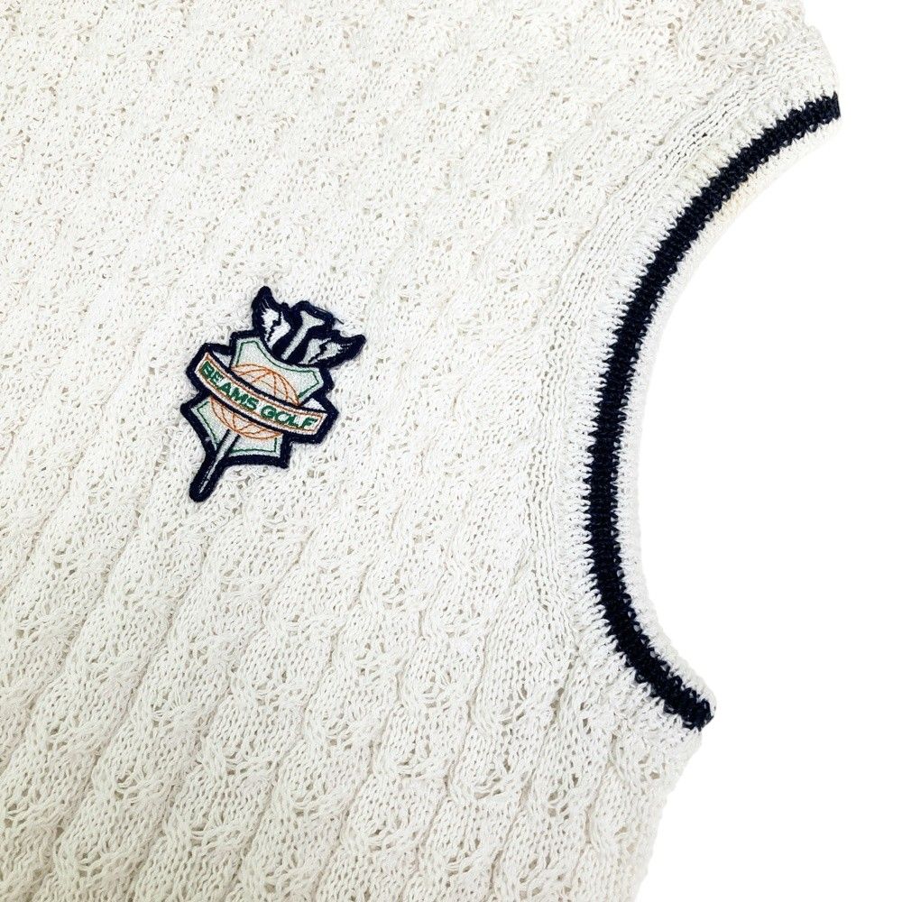 【美品】BEAMS GOLF フード付きベスト ホワイト サイズ：M BEAMS GOLF ビームスゴルフ フード付 ニットベスト ホワイト