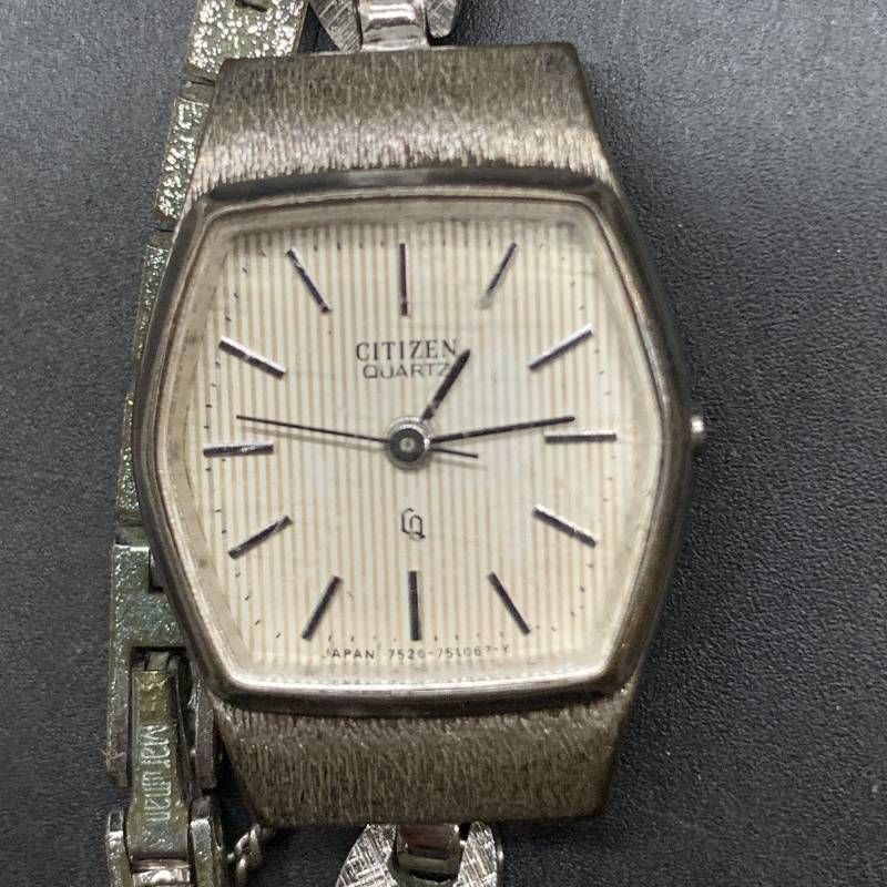 不動 CITIZEN シチズン クォーツ スクエア 腕時計 レディース 3針 シルバーカラー 4-751019 YO ベルト社外