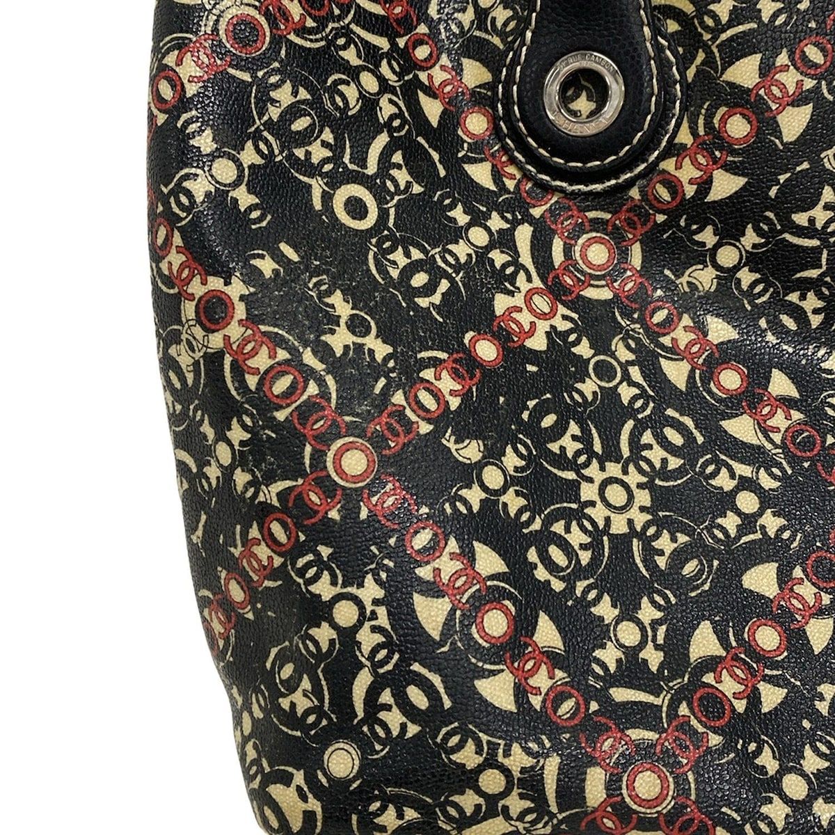 CHANEL(シャネル) トートバッグ ココストラベルライン 黒×レッド  