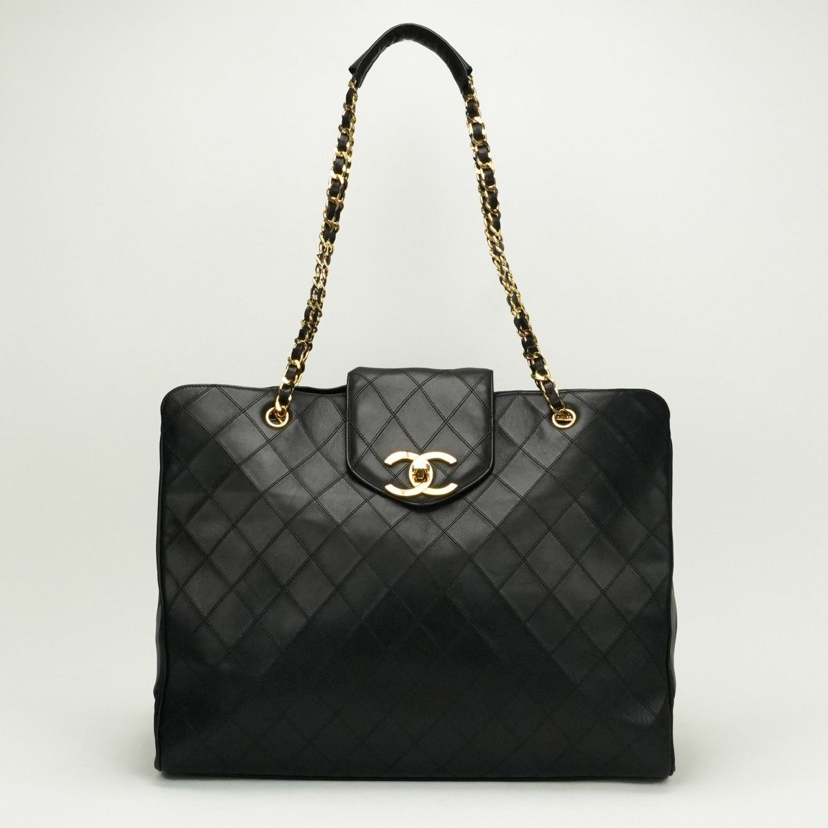 シャネル CHANEL スーパーモデル ビコローレ バッグ トートバッグ ラムスキン ブラック 黒 ゴールド金具 チェーンショルダーバッグ デカココマーク デカココ