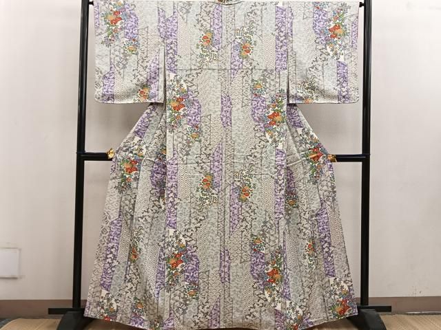 平和屋着物▽上質な小紋 単衣 かんざし 金彩 正絹 逸品 BAAS1611ow 平和屋