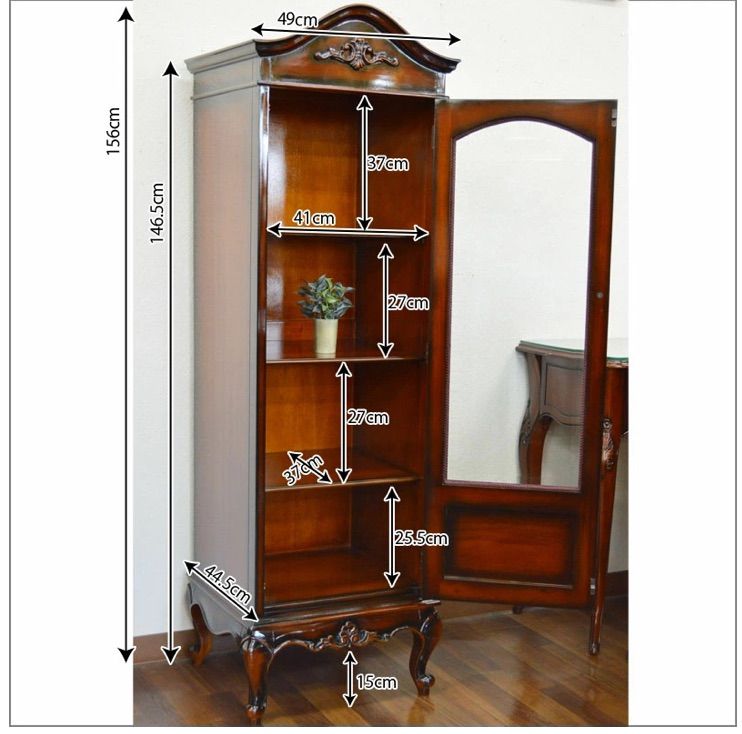 マホガニーアンティーク ガラスキャビネット アンティーク調 キュリオ