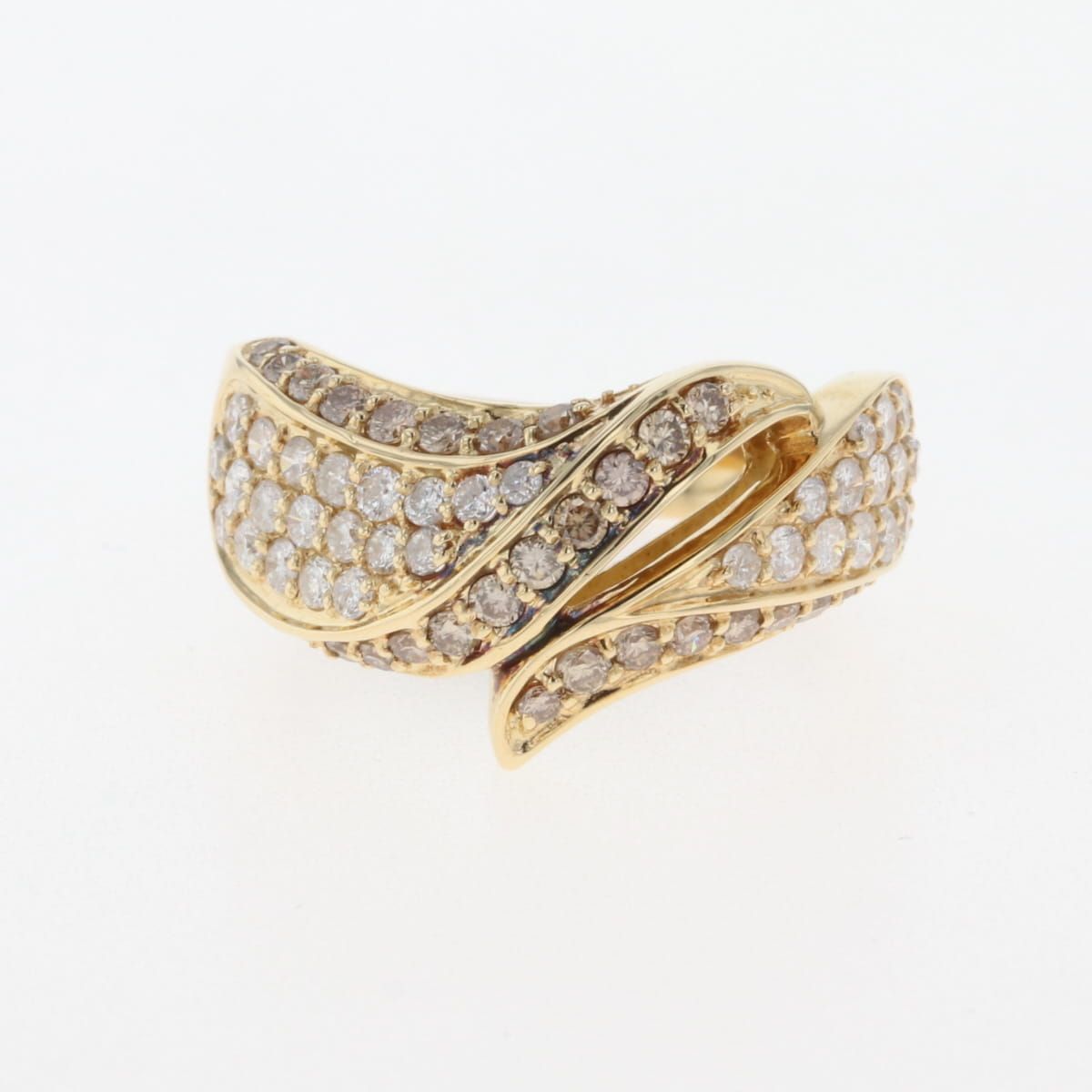 在庫一掃】 メレダイヤ デザインリング YG イエローゴールド 指輪  