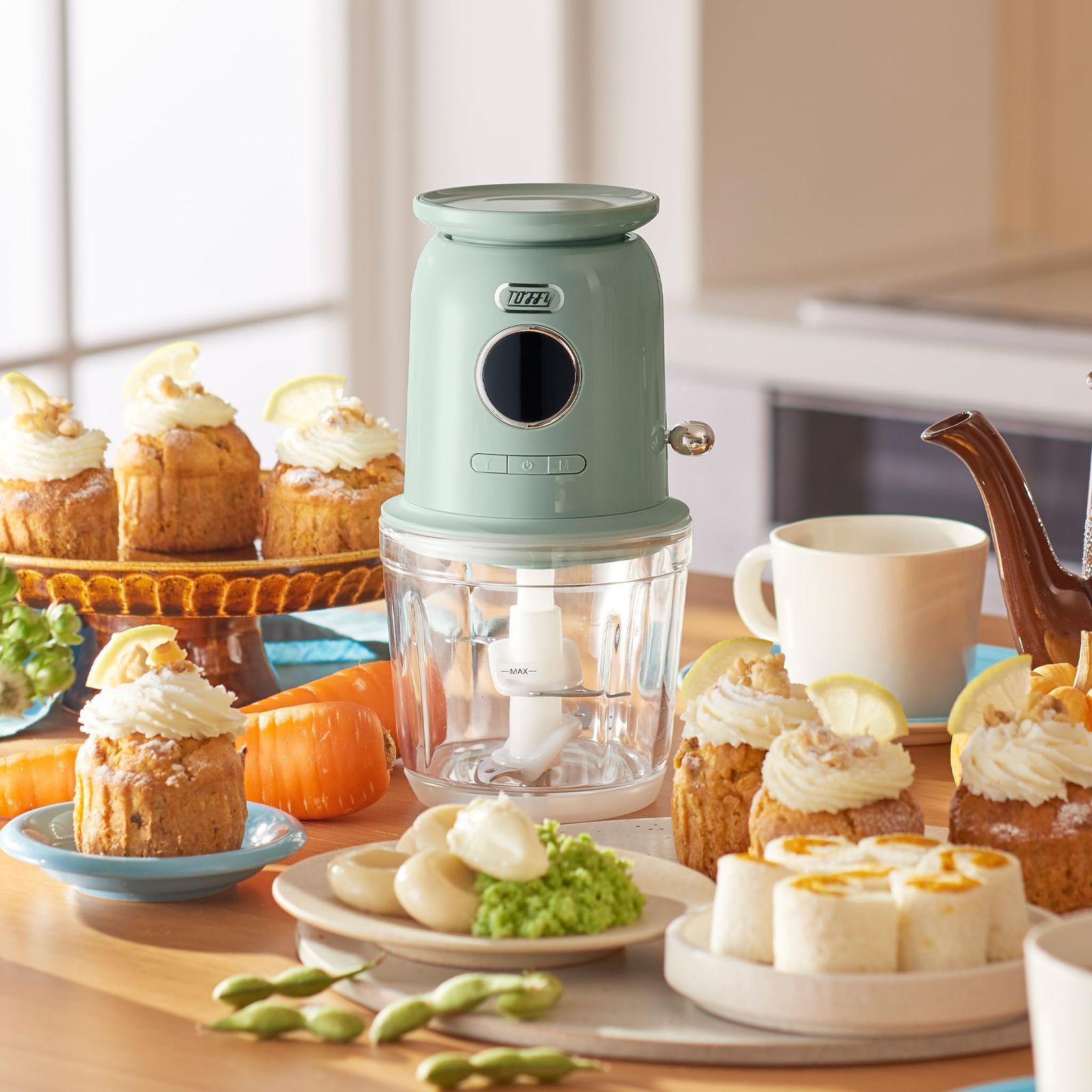 Toffy トフィー スケール付きマルチフードプロセッサー 充電式 K-CH2 ペールアクア ペールアクア