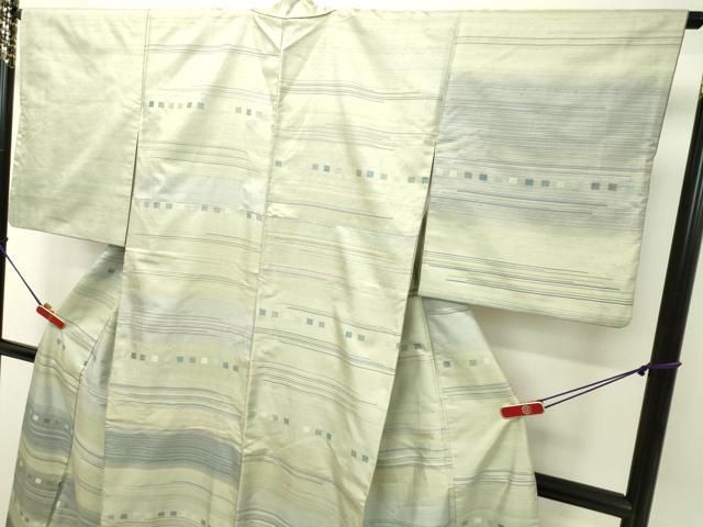 平和屋着物○京の名門 じゅらく謹製 訪問着 紬地 漢方草木染 横段文