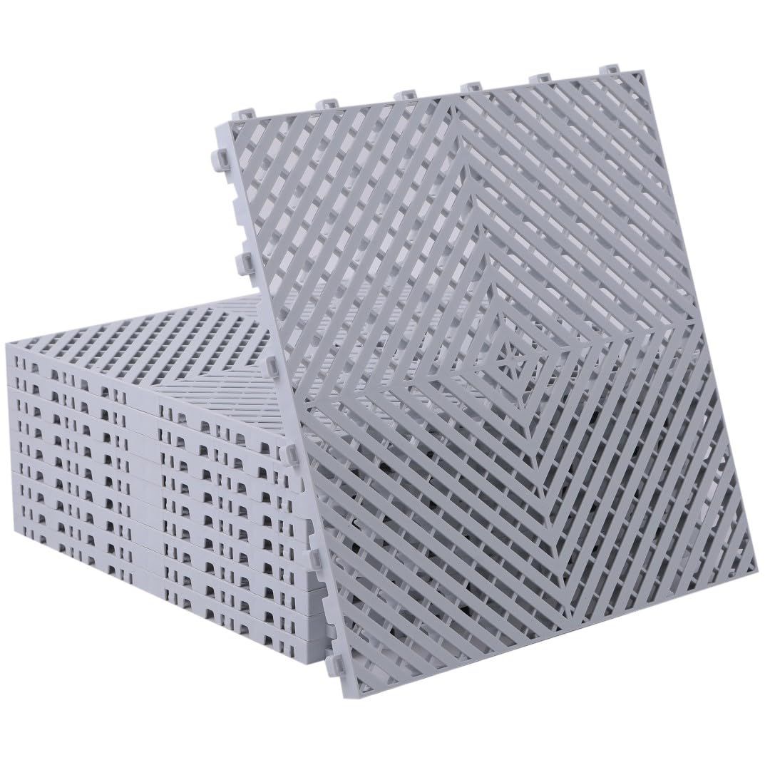 ISL ガレージタイル フラットタイプ ライトグレー 10枚セット 40×40×1.8cm 業務用 高耐荷重モデル