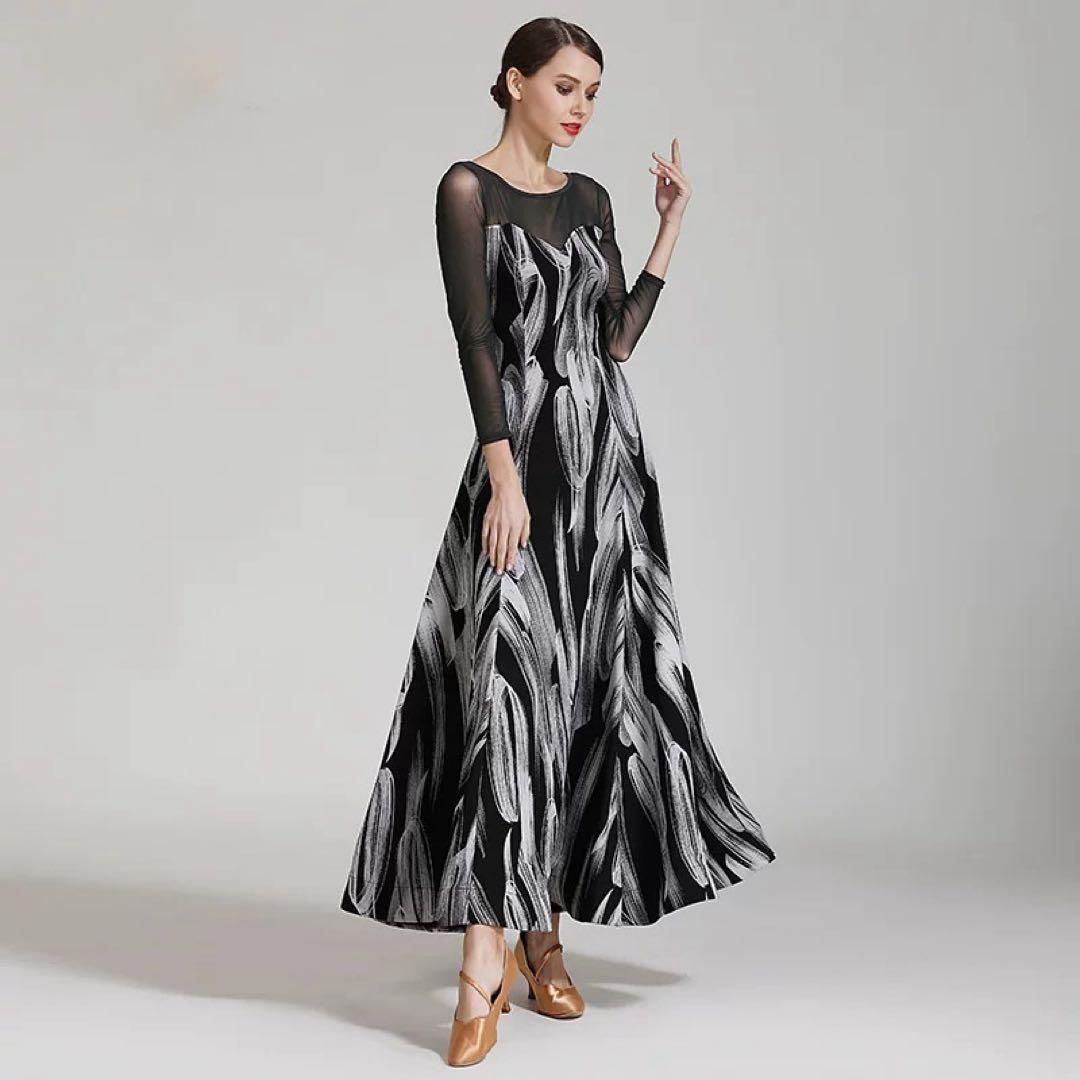 タカダンス 社交ダンス スカート 黒 メッシュ素材 SMサイズ