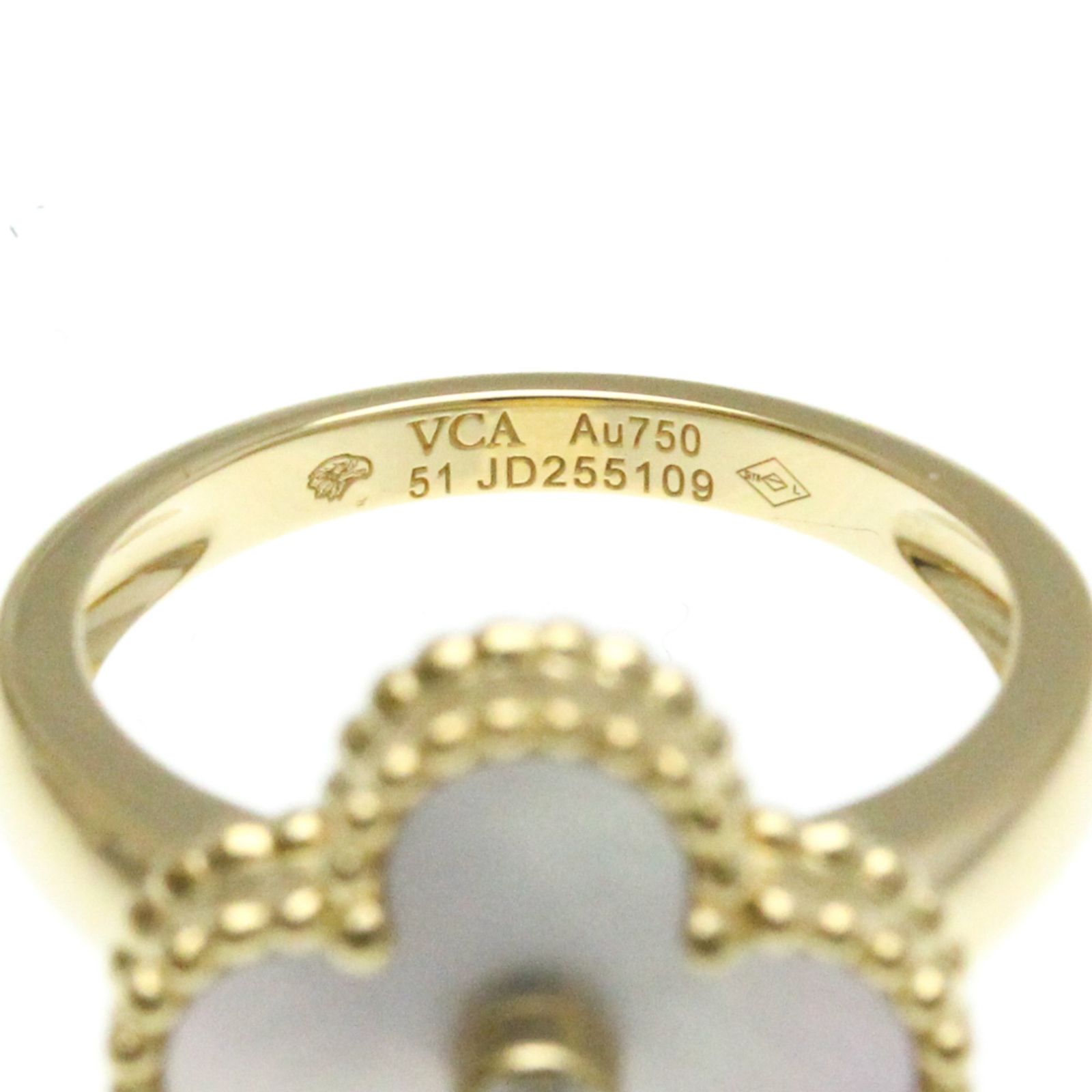 ヴィンテージ アルハンブラ リング 18K WGマザー オブ パール 51