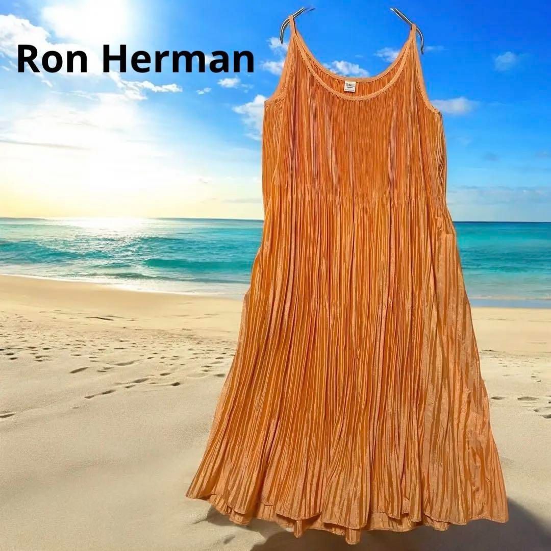 Ron Herman ロンハーマン キャミソール ワンピース キャミワンピース プリーツ オレンジ S